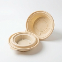 Bol alimentaire compostable en amidon de maïs de 1000 ml avec couvercle, étanche, compatible micro-ondes, plateau jetable pour restaurant