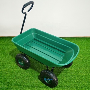 50L Outdoor Four Wheel Hand Garden <span class=keywords><strong>Dump</strong></span> <span class=keywords><strong>Cart</strong></span> Trolley <span class=keywords><strong>Wagon</strong></span> Carrier Wheelbarrow Com Puxando Handle 10 "Pneumáticos Pneus - Product Image 1