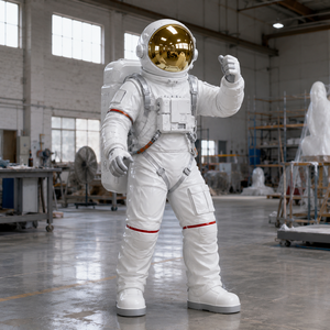 Custom Resin Fiberglass Luminous Astronaut Sculpture Life Size Hand-painted Space Man Statue For Theme Park Mall Science Museum