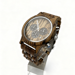 Montre-bracelet en bois de noyer et d'olivier à six broches de luxe OEM, mouvement <span class=keywords><strong>Seiko</strong></span>, montres en bois pour le travail, cadeaux d'anniversaire - Product Image 2