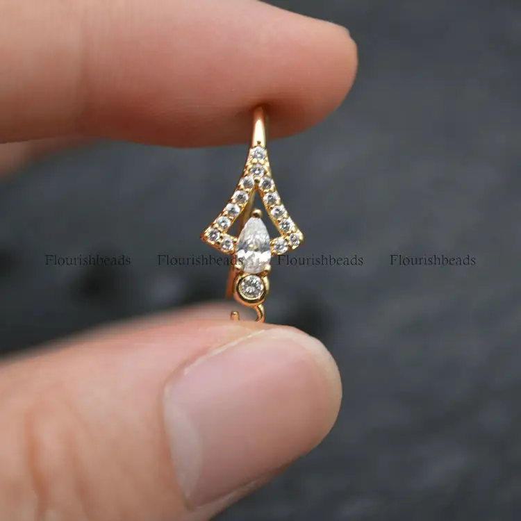 CZ Paved New Designs Fish Wire Earring Hooks Micro-Pave CZ Zircon Jewelry Findings