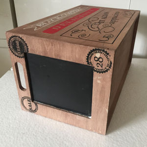 Casse di legno varie stampate personalizzate manici ritagliati contenitori di stoccaggio Decorative casse di legno con pannello frontale in lavagna - Product Image 2