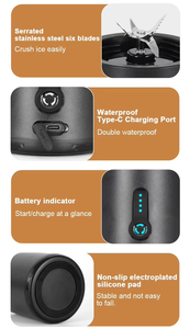 Licuadora Portátil para Batidos y Smoothies, Recargable por USB, Mini Licuadora Personal de Alta Velocidad para Jugos, Verduras y Alimentos para Bebés - Product Image 6