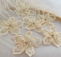 Décoration de robe de mariée tendance, sexy et écologique, avec patchs de dentelle colorés, organza ivoire, appliques florales brodées en 3D et strass