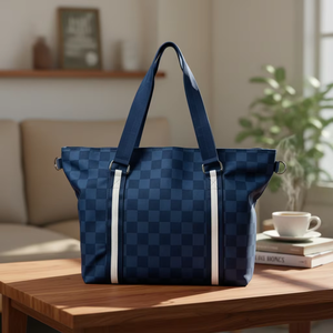 <span class=keywords><strong>Sac</strong></span> fourre-tout tendance et mignon, écologique, personnalisé, à carreaux, pour le shopping, le rangement, les voyages en extérieur et la plage, pour filles, avec fermeture éclair - Product Image 4