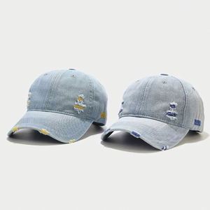Gorra de Béisbol Unisex de Mezclilla Desgastada al por Mayor con Logotipo Personalizado, Lavado Vintage, Azul Claro, Imagen Común, Bordado 3D - Product Image 3