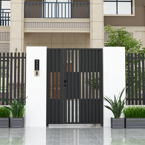 Porte de cour de villa <span class=keywords><strong>en</strong></span> alliage d'aluminium, double porte, grille artistique, clôture moderne de style campagnard, porte simple, revêtement poudré, modélisation 3D - Product Image 4