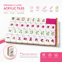 Funky Trade - Fichas de Mahjong Listas para Enviar, Color Rojo Rosa, 160 Fichas, 3 Capas, 1.18*0.86*0.51 Pulgadas, Acrílicas, Color Vino Tinto