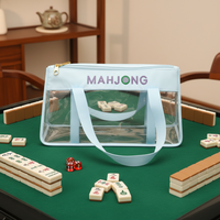 Sac de rangement léger pour tuiles de mahjong, sac fourre-tout transparent en PVC avec fermeture éclair supérieure, pour jeu de mahjong américain avec poignées