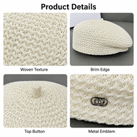 Béret de boulanger ajouré tissé personnalisé en gros, léger, pour l'été, style streetwear, fabricant OEM ODM