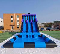 Toboggan aquatique gonflable commercial double piste avec piscine intégrée pour l'extérieur