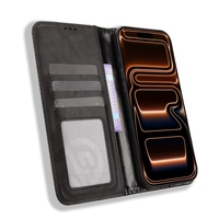 Étui de téléphone portable en cuir PU texturé rétro pour iPhone 18 Pro Max/18 Pro, étui portefeuille pour téléphone portable