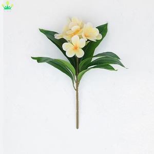 Fleur artificielle de <span class=keywords><strong>Plumeria</strong></span> avec feuilles, tige unique, toucher réaliste, pour la décoration de la maison, des fêtes, des mariages, des vases, des tables, des bureaux et des cafés - Product Image 5