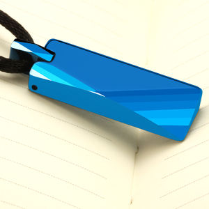 Collana Tradizionale CHENG JEWELERS con Pendente a Barra in Carburo di Tungsteno Lucidato e Catena Blu con Fenice - Product Image 2