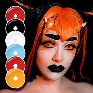 Psyeche 22mm sclera ống kính đầy đủ mắt liên hệ với ống kính kích thước lớn màu liên lạc 1 tone đen Kính áp tròng Cosplay Anime mắt ống kính - Product Image 1