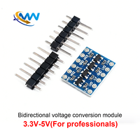 Módulo de Interfaz Bidireccional de 4 Canales, Conversor de Nivel Lógico I2C 3.3V-5V, Placa de Desarrollo 28800bps 15x13mm para