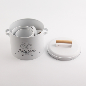 Custom Farmhouse 3 Pack Patata Cebolla Ajo Vegetal Metal Cocina Bote de almacenamiento de alimentos Set Box Bin Container - Product Image 6