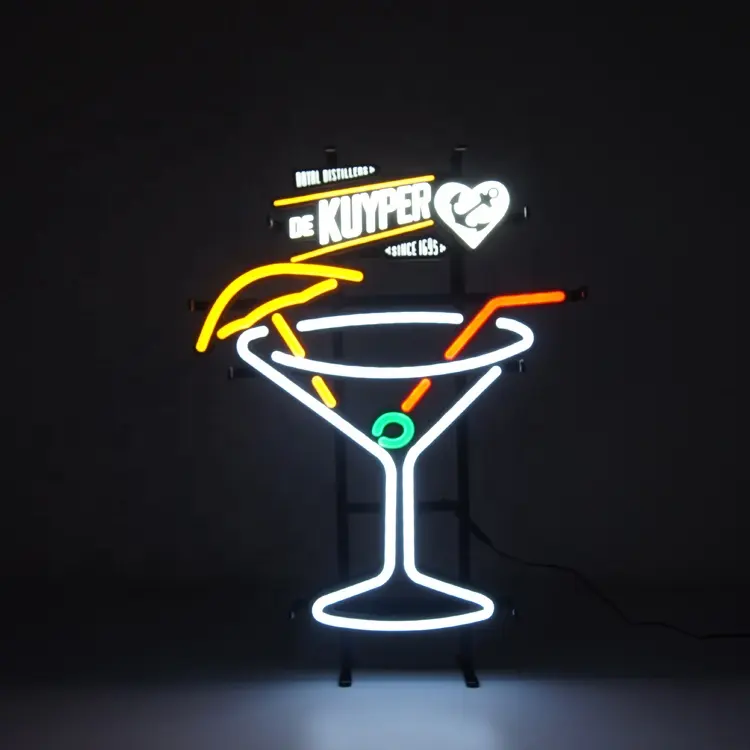 Satom OEM многоцветный логотип в форме напитка для помещений настенный Бар Неоновый знак коктейль