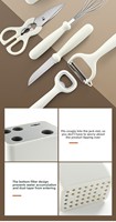 Keuken Essentials 6-delige handmatige roestvrijstalen fruit- en groenteschillerset met opberghouder, inclusief schaar en garde