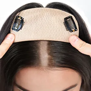 Desain baru Virgin top base jaring ikan integrasi potongan rambut Topper rambut manusia Toupee untuk wanita rambut manusia virgin