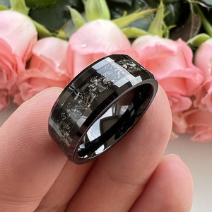 Coolstyle đồ trang sức 8mm vát cạnh Mens Womens Thời Trang Đính hôn đám cưới ban nhạc Titan chip Inlay Đen tungsten carbide Nhẫn - Product Image 5