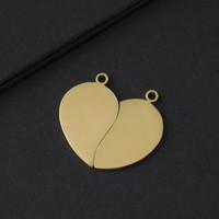 Pendentif cœur fendu personnalisé Ywyougang, breloque cœur vierge en acier inoxydable gravable pour la fabrication de bijoux et colliers