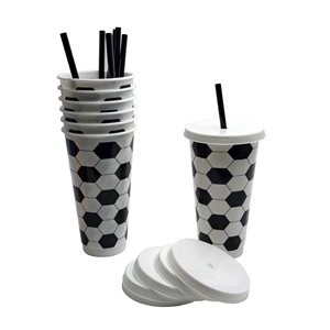 Regalo para Fanáticos del Fútbol, Vasos de Plástico Reutilizables de 24 oz con Tapa y Pajita, Juego para el Día del Partido, Fiestas, Tailgate, Decoración de <span class=keywords><strong>Cumpleaños</strong></span> de Fútbol - Product Image 5