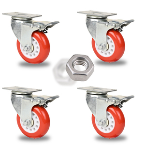 Chinese manufacturer castor wheel pu 100mm transparent polyurethane swivel caster wheels 4 inch with brake