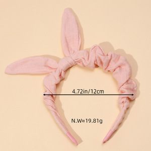 Diademas con lazo suave de Color sólido a la moda europea, diadema con orejas de conejo de dibujos animados, accesorios bonitos para el cabello para niña pequeña - Product Image 3