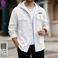 Blouson décontracté pour homme, coupe ample, grande taille, couleur unie, en tissu gaufré, à simple boutonnage, avec boucle, cordon de serrage et poche, personnalisable avec logo, vente en gros
