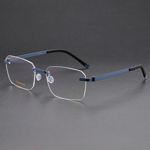 2434, venta al por mayor, marco cuadrado óptico sin marco, gafas sin montura, gafas para hombres y mujeres, gafas ópticas de titanio de alta calidad - Product Image 4