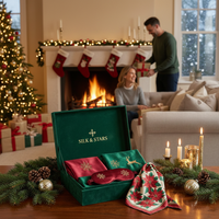 Coffret cadeau de Noël haut de gamme en soie, logo personnalisé, ensemble de sommeil de luxe 100% soie de mûrier, impression numérique, cadeaux d'entreprise, fêtes