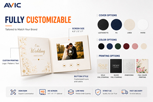 Carte d'<span class=keywords><strong>invitation</strong></span> numérique de <span class=keywords><strong>mariage</strong></span> à grand écran de 7 pouces avec stockage intégré, brochure vidéo LCD - Product Image 4