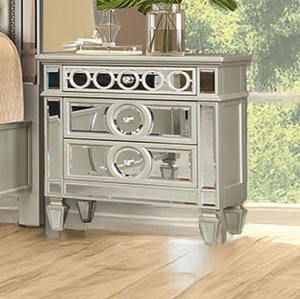 Commode avec miroir Glam - Détail circulaire Commode de chambre à coucher, Meubles de rangement contemporains de luxe - Product Image 4