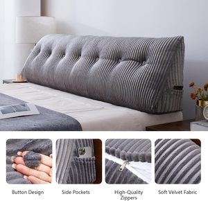 Backrest Positioning Support Long Large Headboard Wedge <strong>Pillow</strong> <strong>Bolster</strong> Triangular <strong>Bed</strong> Rest Reading <strong>Pillow</strong> for Sitting in <strong>Bed</strong> - Product Image 3