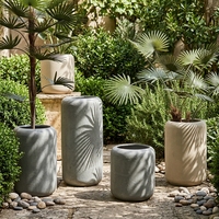 Pot Tanaman Silinder Tinggi dengan Lubang Drainase, Ramah Lingkungan, Terbuat dari Fiber Clay, untuk Luar Ruangan, Rumah, Taman, Balkon