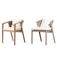 Chaise de salle à manger moderne en teck massif, résistante aux intempéries, avec tressage en corde, idéale pour villa, parc et salon – Vente directe usine