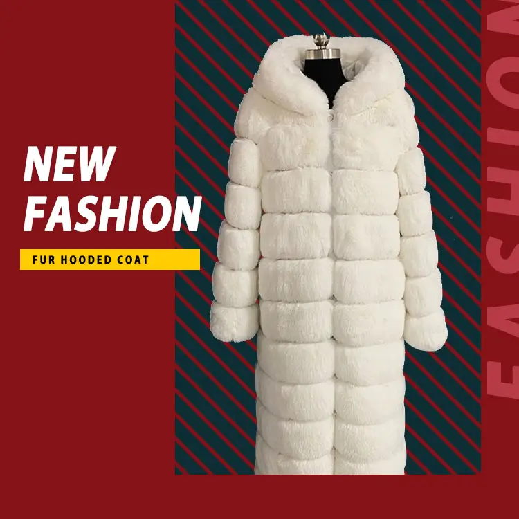New Design Faux Fox Fur Coat Winter Long White Pink Camel Red Blue Winter Faux Fur Custom Women Fake Fur Coats