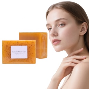Jabón de cúrcuma y ácido kójico <span class=keywords><strong>para</strong></span> rostro y cuerpo, hecho a mano con vitamina C, jabón blanqueador natural original, <span class=keywords><strong>hidratante</strong></span>, iluminador y aclarante de <span class=keywords><strong>la</strong></span> piel. - Product Image 2