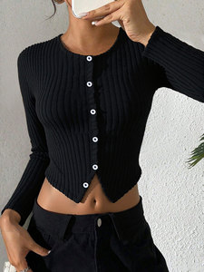 سترة نسائية طويلة الأكمام للخريف والشتاء مع أزرار أمامية، تصميم رائج - Product Image 3