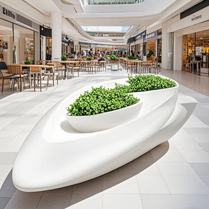 811B Flowerpot long <b>bench</b> chair public FurnitureWeatherproof decorative planter seat Outdoor Lounge Leisure Chair Waiting - Product Image 4
