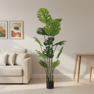 Decorazione con Foglie di Monstera, Albero Bonsai, Piante in Plastica, Vasi, Paesaggistica da <span class=keywords><strong>Giardino</strong></span>, Piante Moderne, Arredamento Casa, Alberi Finti, Piante Artificiali - Product Image 1