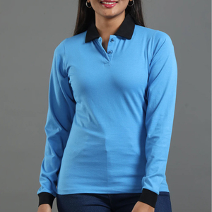 Polos de manga larga de algodón de alta calidad para mujer, diseño personalizado, ropa informal cómoda y elegante con logotipo, camisetas de Polo para mujer - Product Image 4