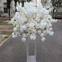 IFG Wholesale Boule de fleurs en soie de 70 cm, centre de table blanc et verdoyant pour mariage, fête des mères, décoration de Noël