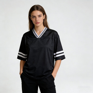 Maillot de sport décontracté <span class=keywords><strong>pour</strong></span> <span class=keywords><strong>femme</strong></span>, collection 2026, col en V, manches courtes, respirant, anti-UV, imprimé, maille tricotée, écologique, personnalisable - Product Image 3