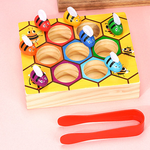 Juego de mesa de madera Fire Rat Bee Box para niños, juguete de combinación de colores, desarrollo de la coordinación mano-ojo, cubo de actividades para educación temprana - Product Image 2