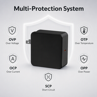 Chargeur 140W GaN PD3.0 PPS avec protection OTP, adaptateur USB-C simple, prise US fixe, charge rapide pour ordinateur portable, tablette et téléphone