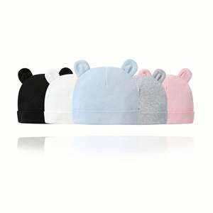 Gorro de Algodón de Doble Capa de Color Sólido para Bebés, Gorro de Recién Nacido para Niños de 0 a 1 Año - Product Image 1