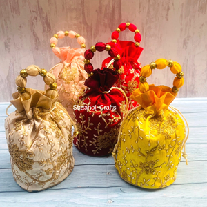 Bolsa Khajuri Potli pequeña étnica decorativa hecha a mano tradicional para atuendo tradicional funciones Haldi/ Mehendi - Product Image 1