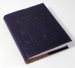 Journal en cuir bleu vintage fait à la main papier de coton recyclé éléphant avant en relief couverture de cahier de style imprimé - Product Image 2